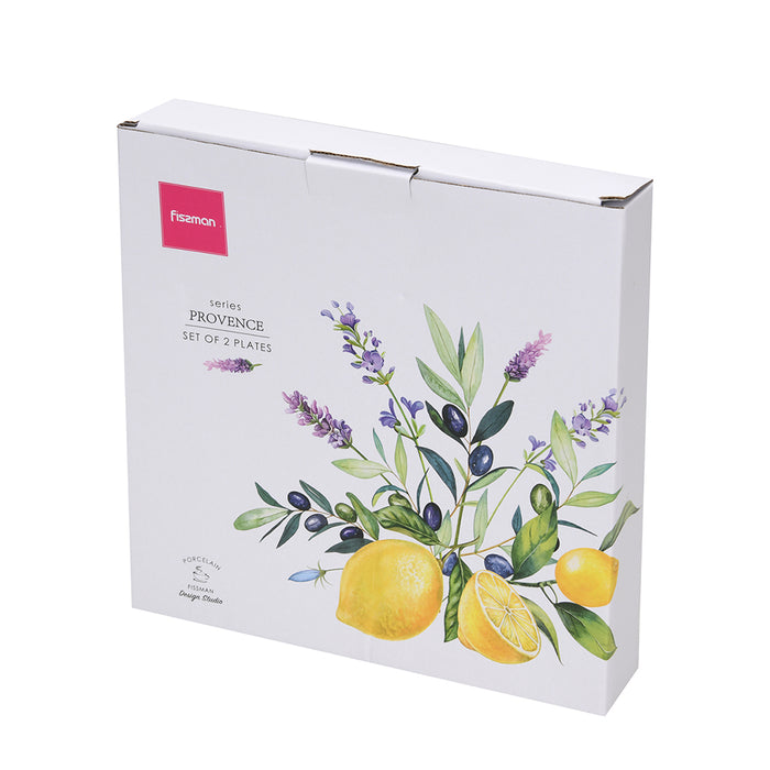2-Piece Plates 26cm Lemon Provence Porcelain