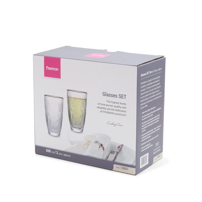 2-Piece Glasses 500ml Glass with Golden Rim