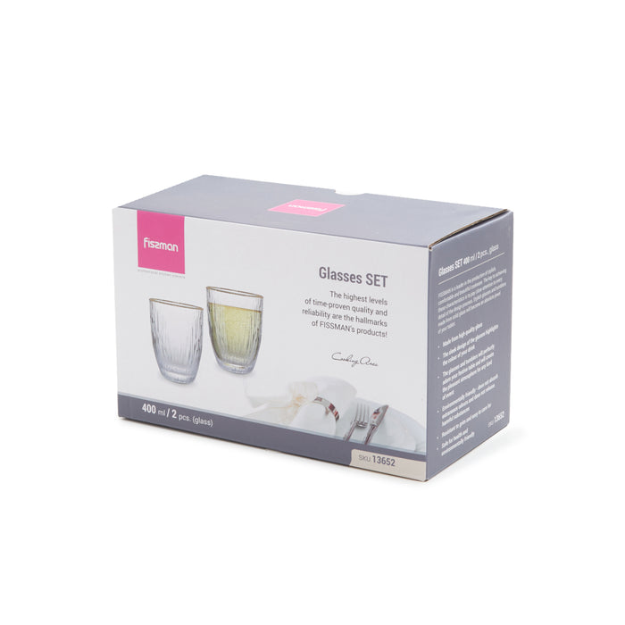 2-Piece Glasses 400ml Glass with Golden Rim