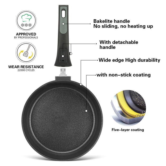 Deep Frying Pan 28cm With Detachable Handle BRILLIANT with Aluminum and Non Stick Coating