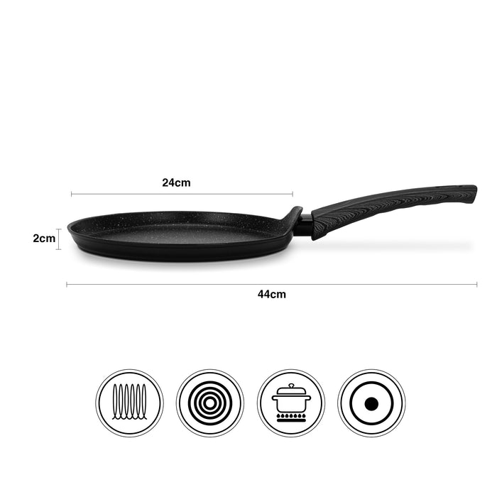 Crepe Pan Angela 24cm with Aluminum and Non- Stick Coating