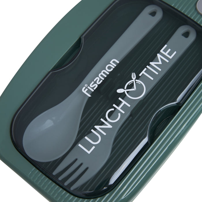 2-Compartment Lunch Box 20.5cm/1000ml, Color Green Plastic