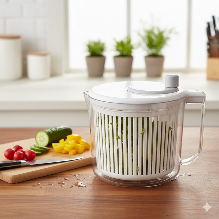 Salad Spinner Dryer 21cm/2.5LTR Plastic Rotary Vegetable Washer with Bowl