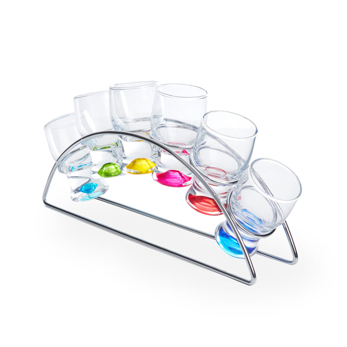 6-Piece Rainbow Shot Glasses 60ml With A Stand Glass