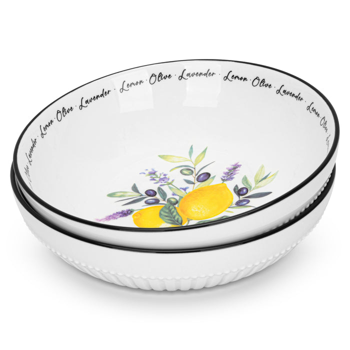 2-Piece Deep Plates Lemon Provence 18cm Porcelain