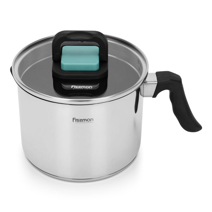 Milk Pot 16cm/2.5LTR With Glass Lid Stainless Steel