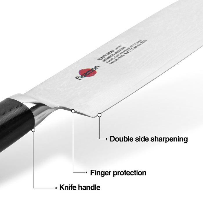 6.8" Santoku Knife SAMURAI MUSASHI 17cm (Steel DAMASCUS)