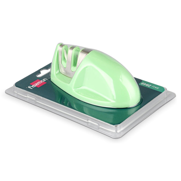 Knife Sharpener 10cm Carbide and Ceramic Green Tea Color