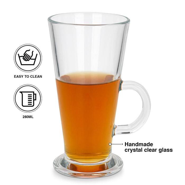 2-Piece Latte Glass Mugs 280ml