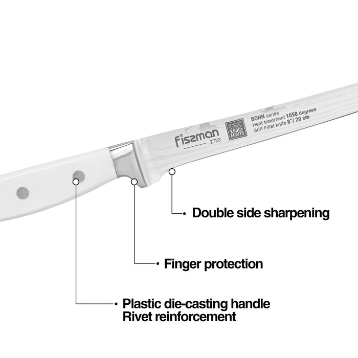 8'' Stiff Fillet Knife Bonn (X50CrMoV15 steel)