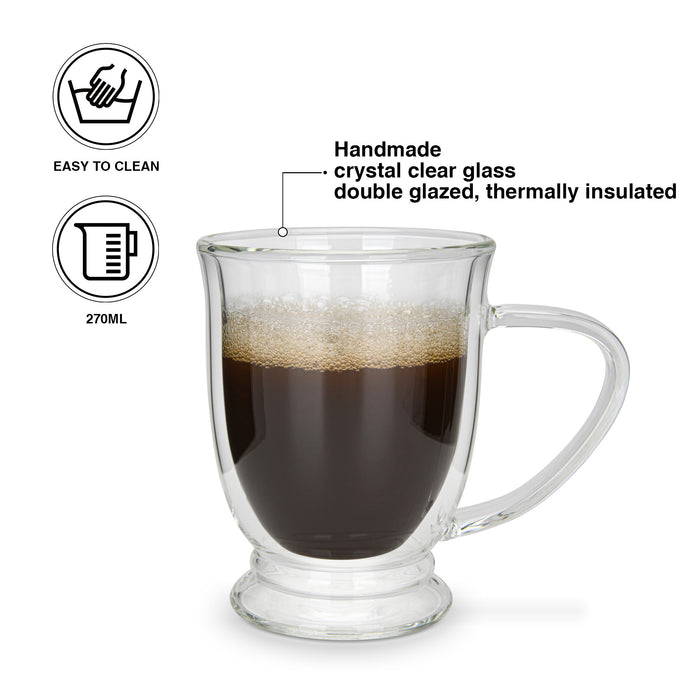 2-Piece Double Wall Mugs 270 ml (Borosilicate Glass)