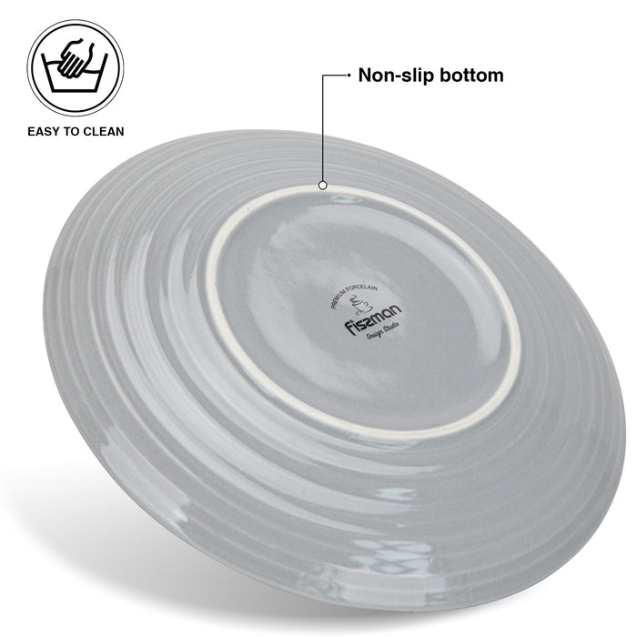 2-Piece Plates Firmina Gray 21cm New Bone China