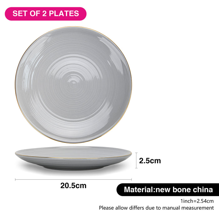 2-Piece Plates Firmina Gray 21cm New Bone China