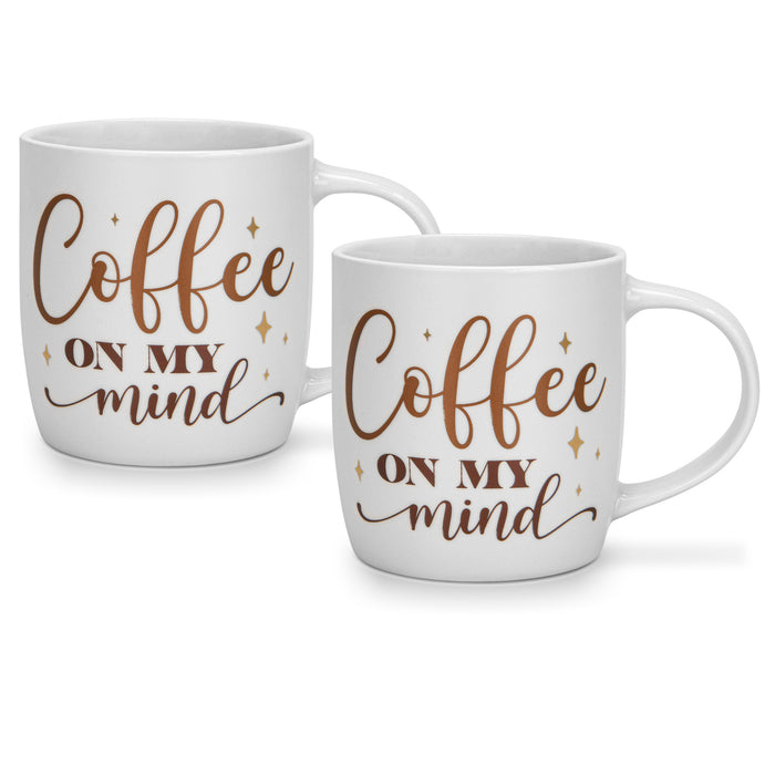 2-Piece Mugs 310ml Coffee On My Mind New Bone China