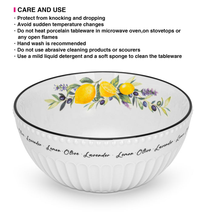 Salad Bowl Lemon Provence Porcelain 20cm