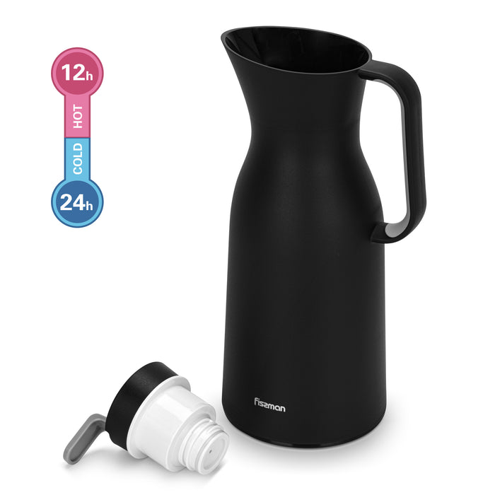 Vacuum Insulated 1000ml Flask with Pink Glass Liner And Push Button