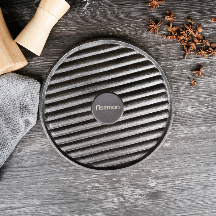 Round Grill Press 24cm with Bakelite Knob Cast Iron