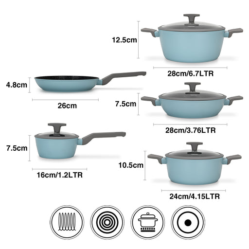 Cookware Set VELIA 9 pcs (Aluminium With Non-Stick Coating)