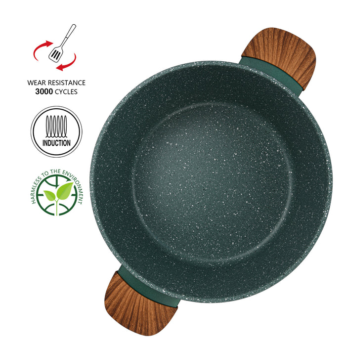 11-Piece Cookware Set Falak Aluminum with Non-Stick Coating Stockpot 20cm,24cm,28cm, Shallow Casserole 28cm, Frying Pan 24cm + Cooking Spoon And Turner