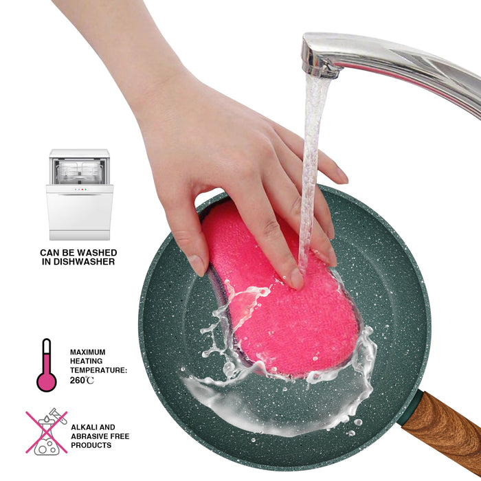 11-Piece Cookware Set Falak Aluminum with Non-Stick Coating Stockpot 20cm,24cm,28cm, Shallow Casserole 28cm, Frying Pan 24cm + Cooking Spoon And Turner