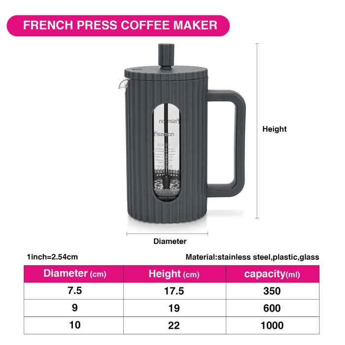 French Press Coffee Maker 350ml Borosilicate Glass