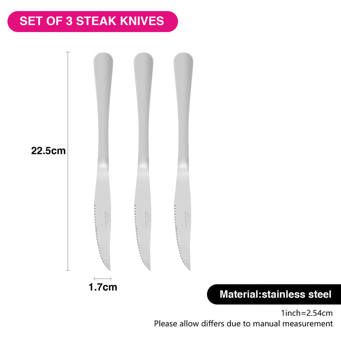3-Piece Steak Knives Flavia 22.5cm  Stainless Steel