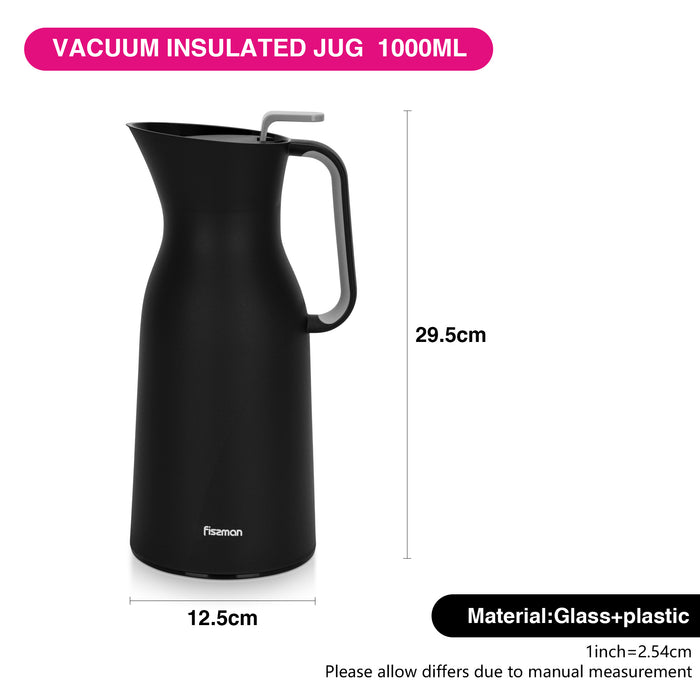 Vacuum Insulated 1000ml Flask with Pink Glass Liner And Push Button