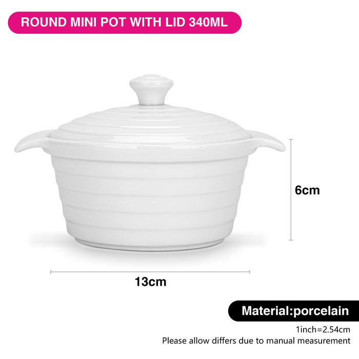 Round Mini Pot with Lid 13x6 cm/340 ml (Porcelain)