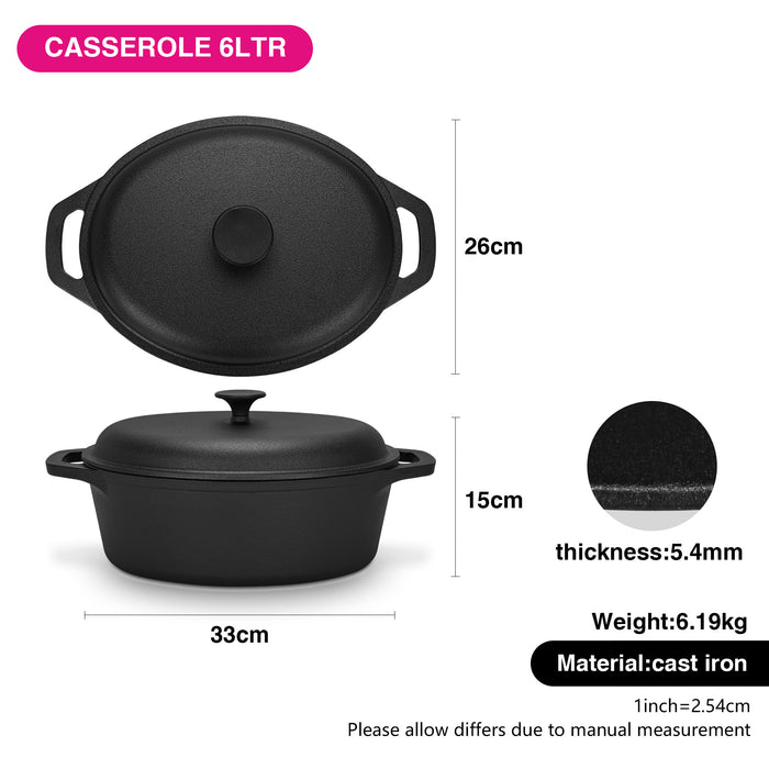 Casserole with Lid  33x26cm/6LTR with lid (cast iron)