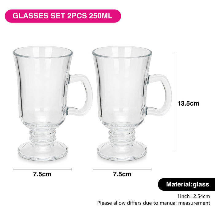 2-Piece Irish Coffee Glass Mugs 250ml