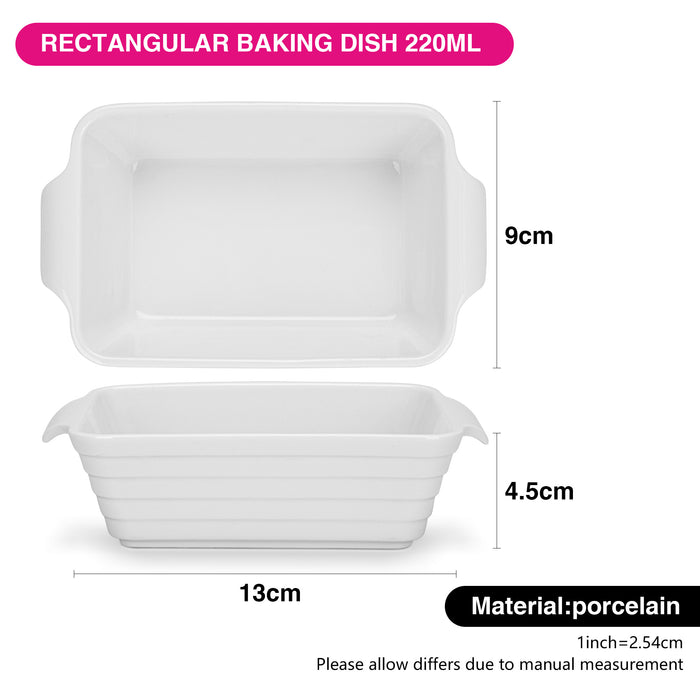 3- Piece Mini Rectangular Baking Dish 13x9x4.5cm/220ml Porcelain