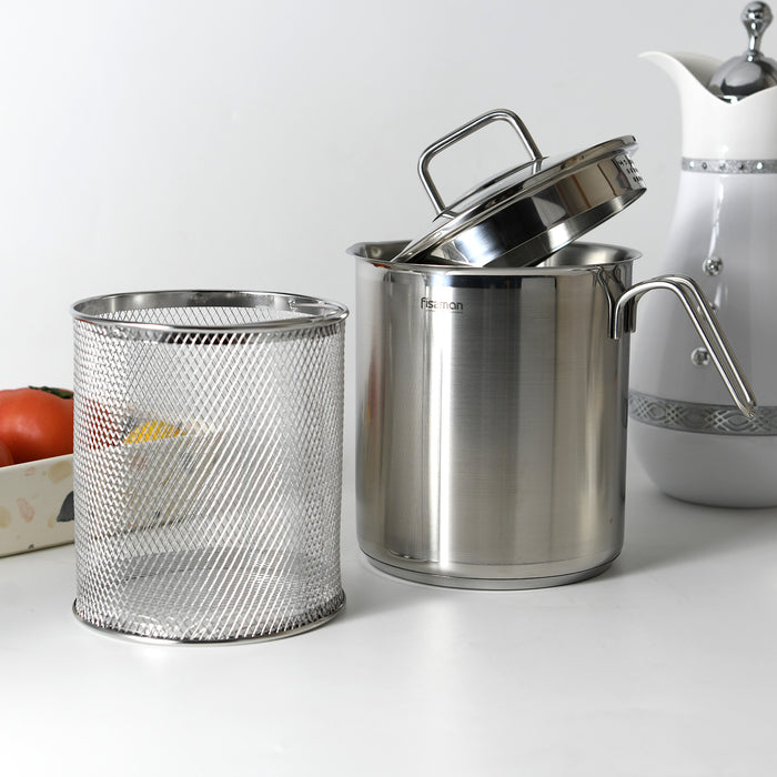Fissman Stainless Steel Asparagus Pot 16x18.0cm/3.5L with Glass Lid & Steamer Basket Vegetable Boiler