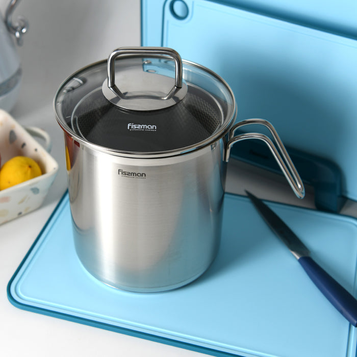 Fissman Stainless Steel Asparagus Pot 16x18.0cm/3.5L with Glass Lid & Steamer Basket Vegetable Boiler