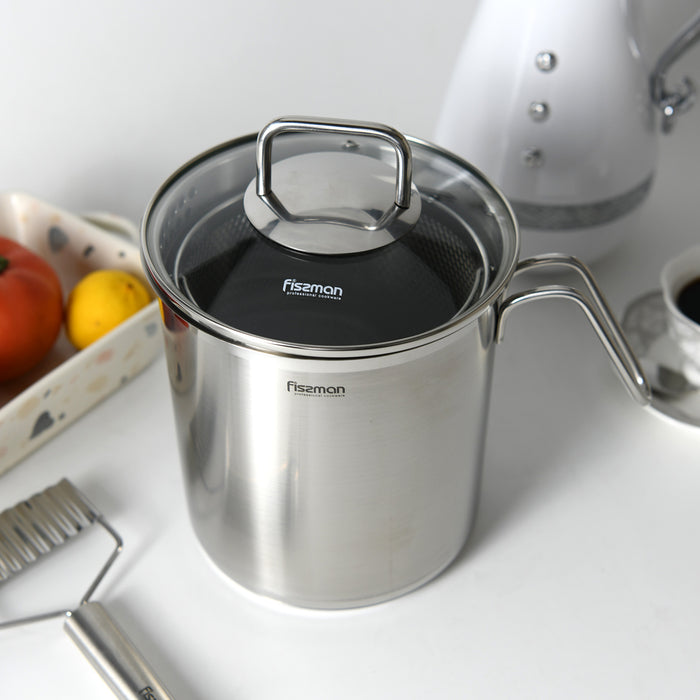 Fissman Stainless Steel Asparagus Pot 16x18.0cm/3.5L with Glass Lid & Steamer Basket Vegetable Boiler