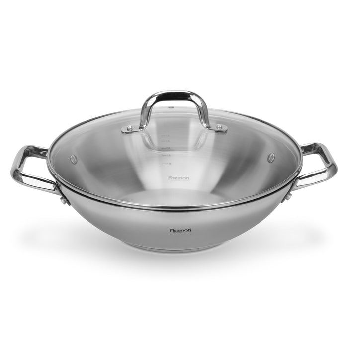 Wok Vero 32cm/5LTR With Glass Lid Stainless Steel