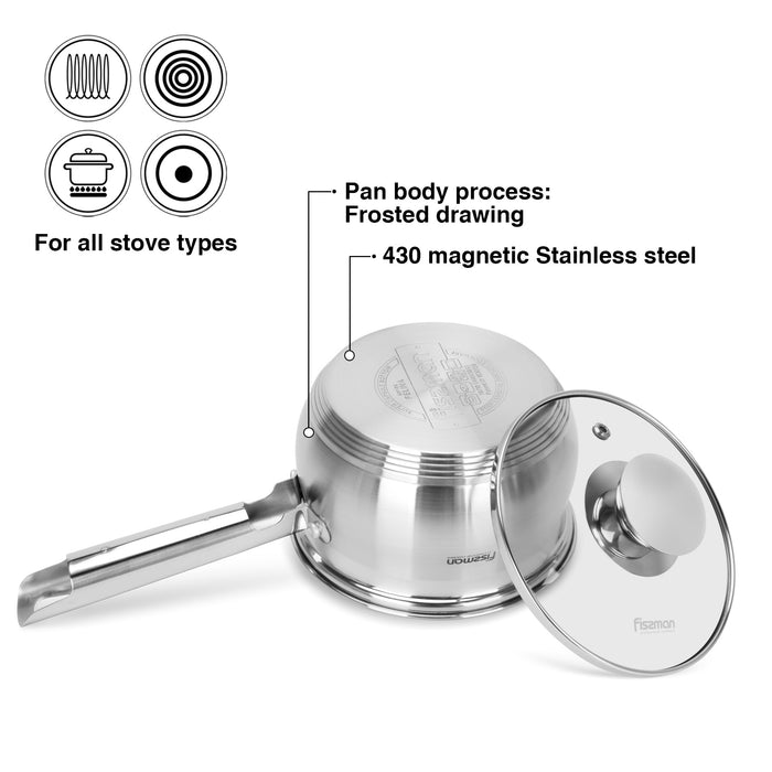 Saucepan Felina 14cm/1.1LTR With Lid Stainless Steel