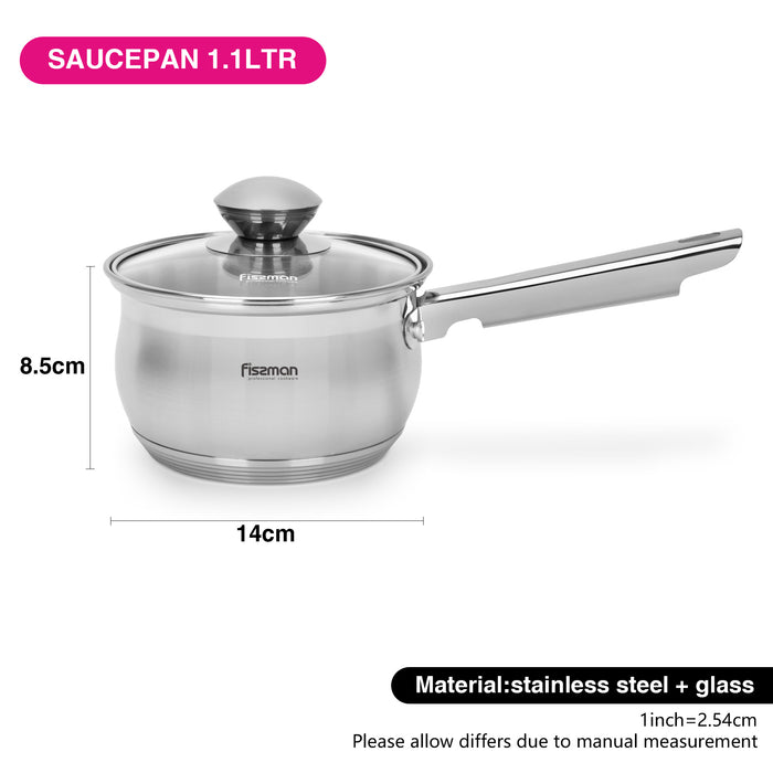 Saucepan Felina 14cm/1.1LTR With Lid Stainless Steel