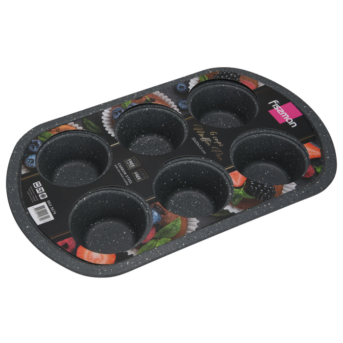 Muffin Pan 6-Piece Cupcake Baking Pan, Carbon Steel Non Stick