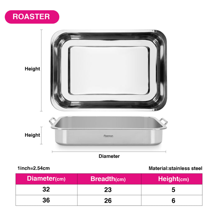 Roaster Pan 36cm Stainless Steel
