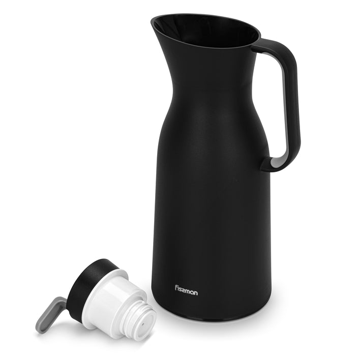 Vacuum Insulated 1000ml Flask with Pink Glass Liner And Push Button