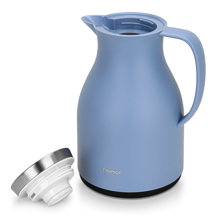 Vacuum Insulated 1000ml Flask with Pink Glass Liner And Push Button