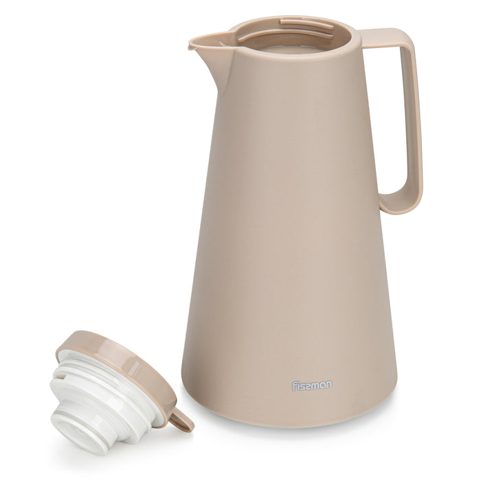 Vacuum Insulated 1000ml Flask with Pink Glass Liner And Push Button
