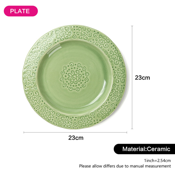 Deep Plate 23cm Green Crackle Ceramic Tableware Series