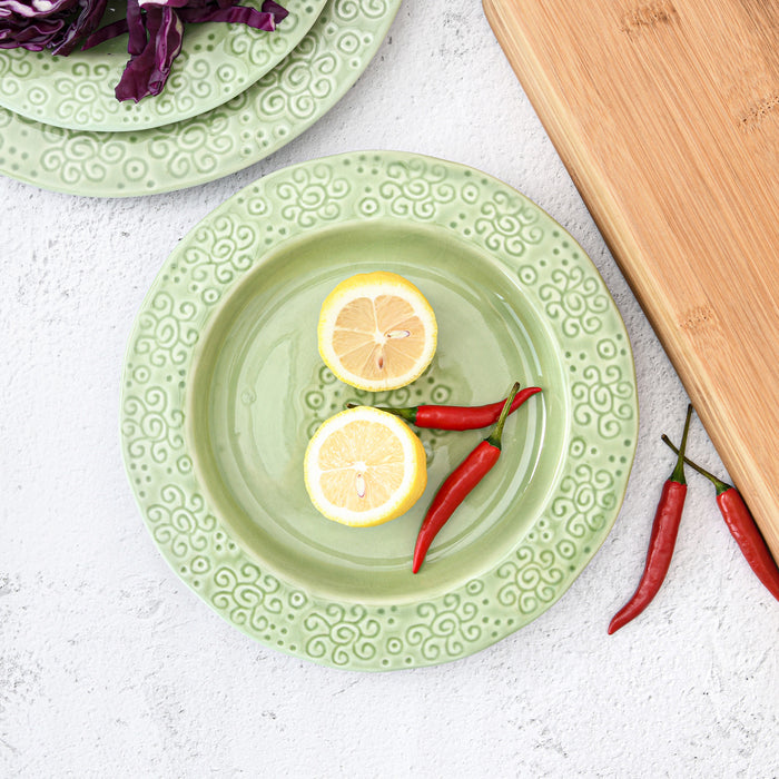 Deep Plate 23cm Green Crackle Ceramic Tableware Series