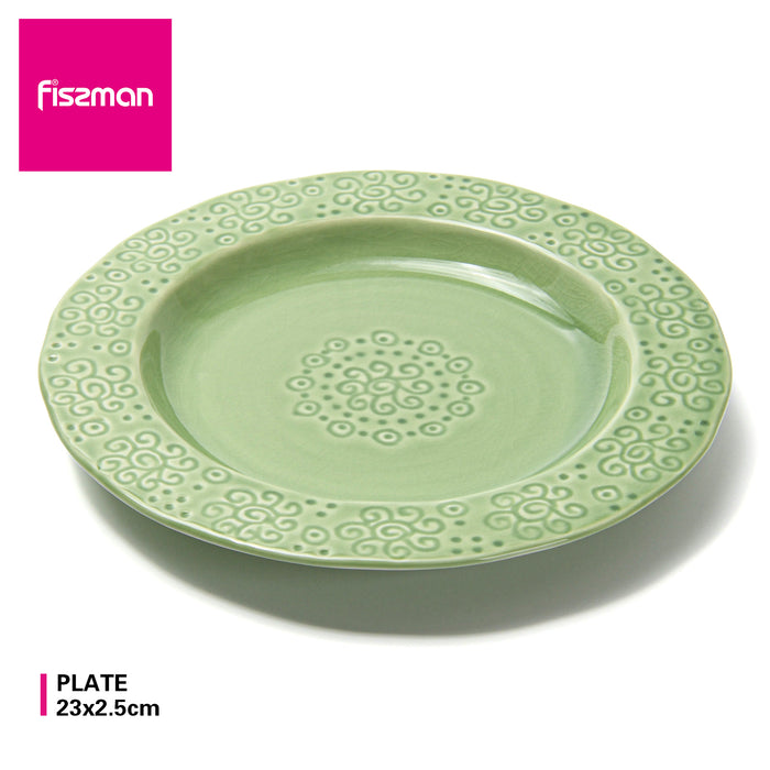 Deep Plate 23cm Green Crackle Ceramic Tableware Series