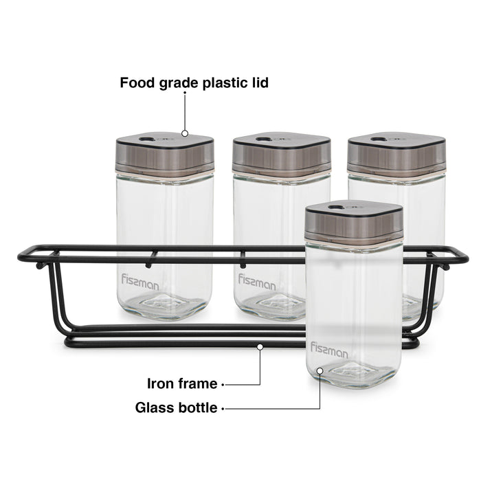 5-Piece Condiments Glass for Different Spices
