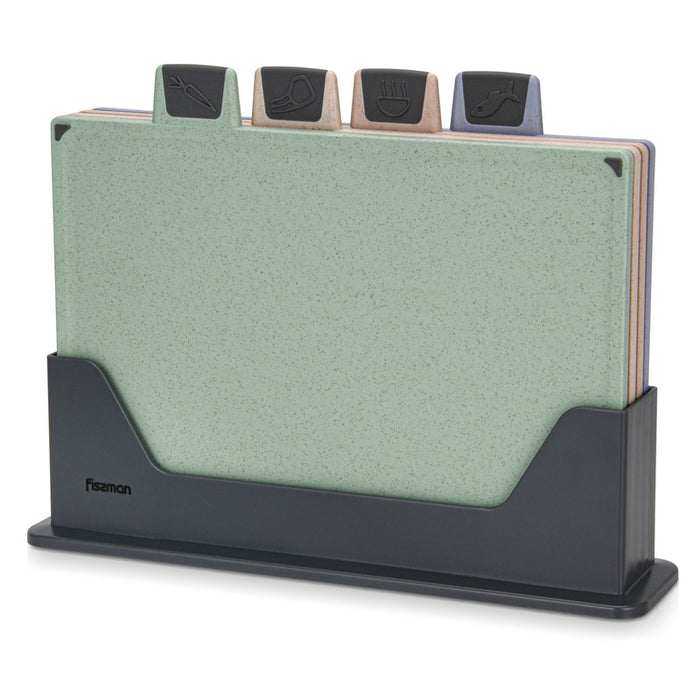 Fissman 4-Piece Cutting Board Set 30cm – Color-Coded with Unique Icons