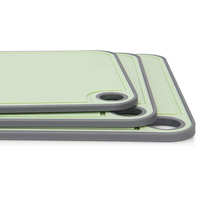 3-Piece Chopping Boards 41x28 cm. 36x24 cm. 31x20 cm With Holder Green (Plastic+ TPR)