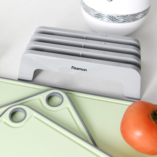3-Piece Chopping Boards 41x28 cm. 36x24 cm. 31x20 cm With Holder Green (Plastic+ TPR)