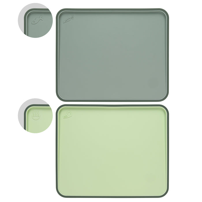 Set of 2 Index Chopping Boards 34x28 cm With Holder Green (Plastic+ TPR)